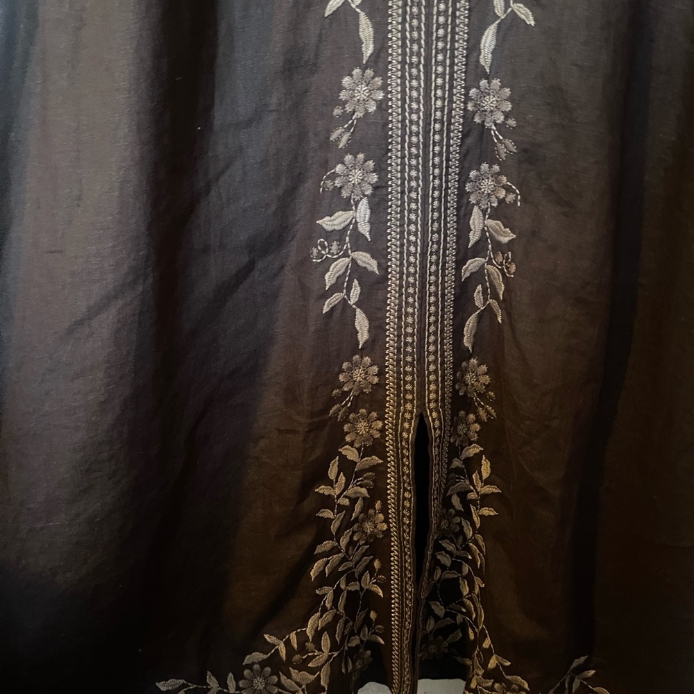 J.JILL Pure Jill Embroidered Dark Brown Sleeveless Dress - Picture 4 of 11